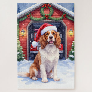English Springer Spaniel Fire Station Santa Jigsaw Puzzle