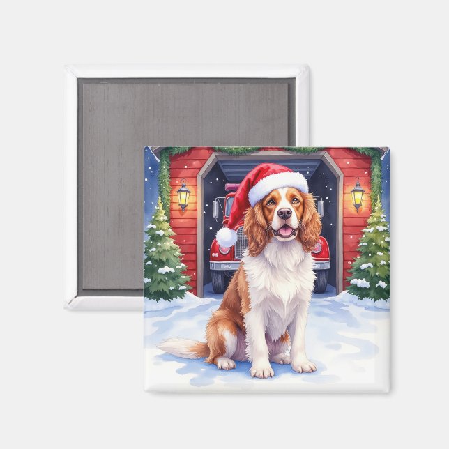 English Springer Spaniel Fire Station Santa Magnet (Front/Back)