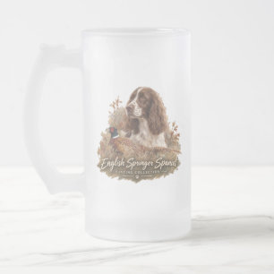 English Springer Spaniel Frosted Glass Beer Mug