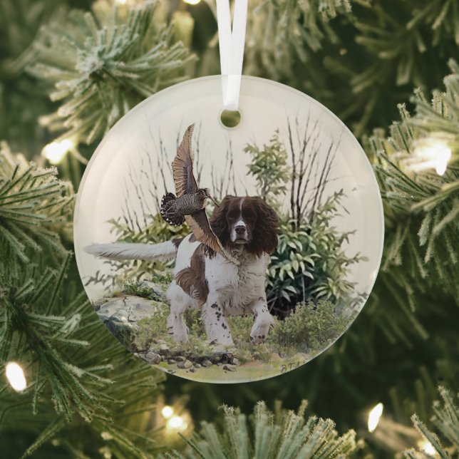  English Springer Spaniel  Glass Tree Decoration (Insitu)