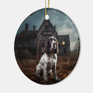 English Springer Spaniel Halloween Scary Ceramic Tree Decoration