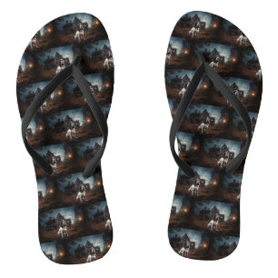 English Springer Spaniel Halloween Scary Flip Flops