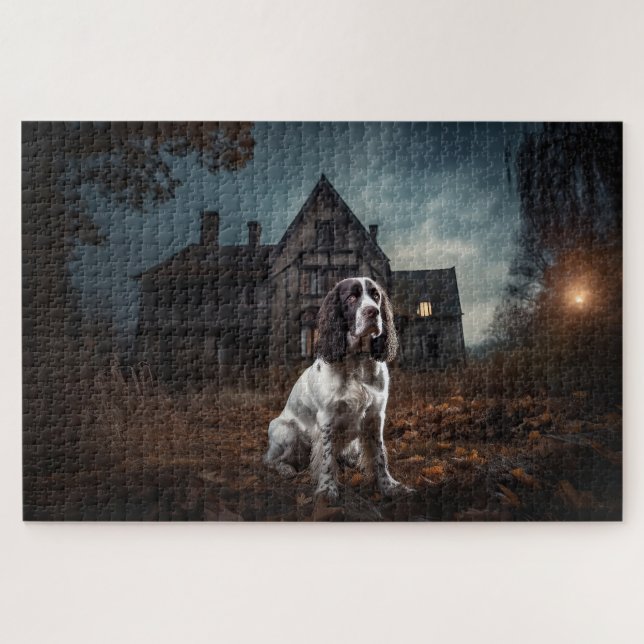English Springer Spaniel Halloween Scary Jigsaw Puzzle (Horizontal)