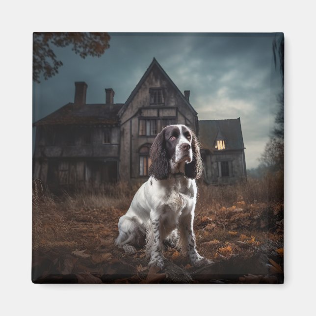 English Springer Spaniel Halloween Scary Magnet (Front)