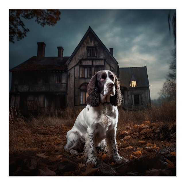 English Springer Spaniel Halloween Scary Poster (Front)