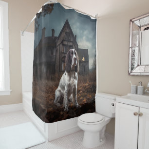English Springer Spaniel Halloween Scary Shower Curtain