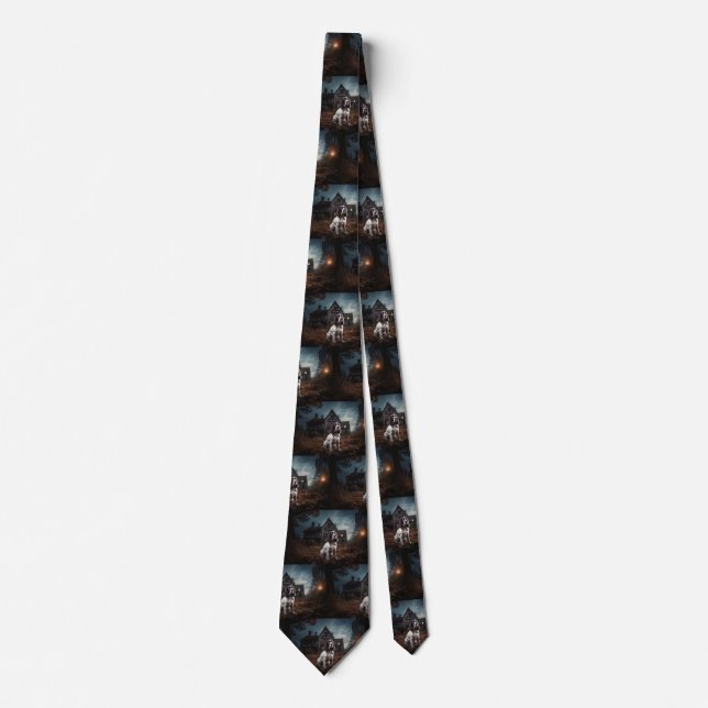 English Springer Spaniel Halloween Scary Tie (Front)