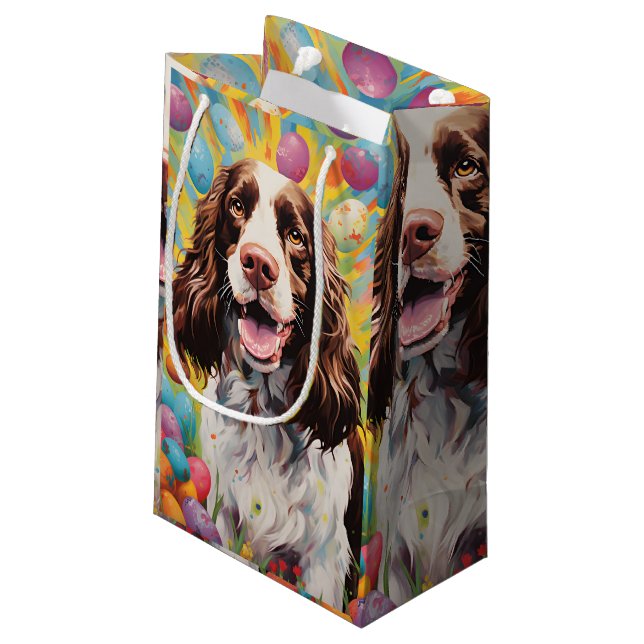 English Springer Spaniel Happy Easter Small Gift Bag (Back Angled)