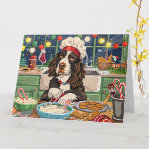 English Springer Spaniel Holiday Baking: Festive  Card