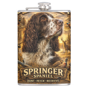 English Springer Spaniel Hunting Dog Hip Flask