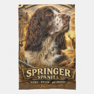 English Springer Spaniel Hunting Dog Tea Towel