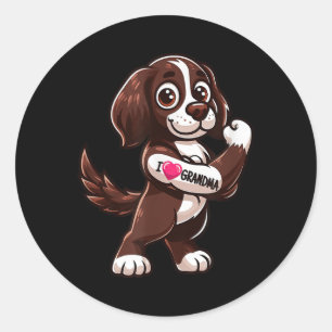 English Springer Spaniel I Love Grandma Funny Dog Classic Round Sticker