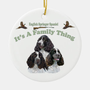 English Springer Spaniel It's A Family Thing Ceramic Tree Decoration