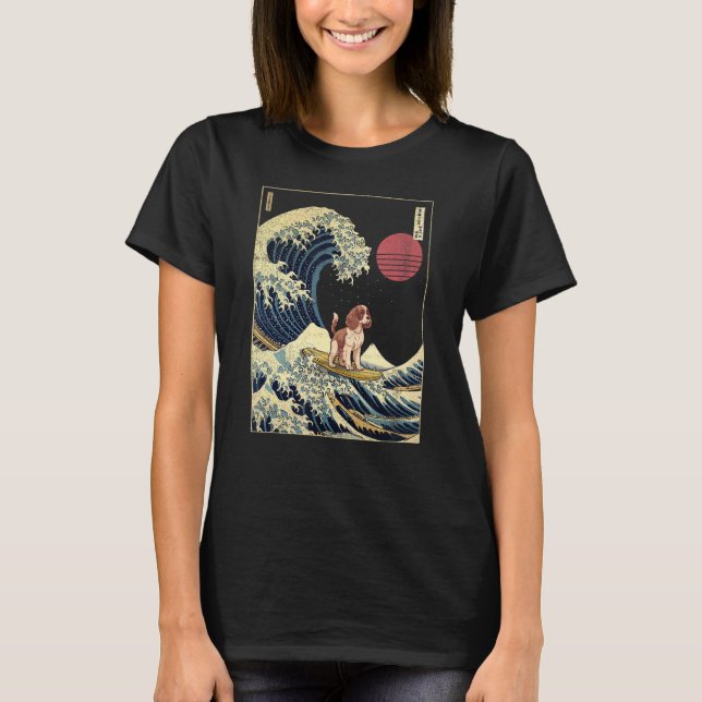 English Springer Spaniel Japanese Kanagawa Wave  S T-Shirt (Front)