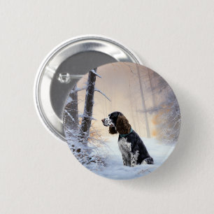 English Springer Spaniel Let It Snow Christmas 6 Cm Round Badge