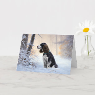 English Springer Spaniel Let It Snow Christmas Card