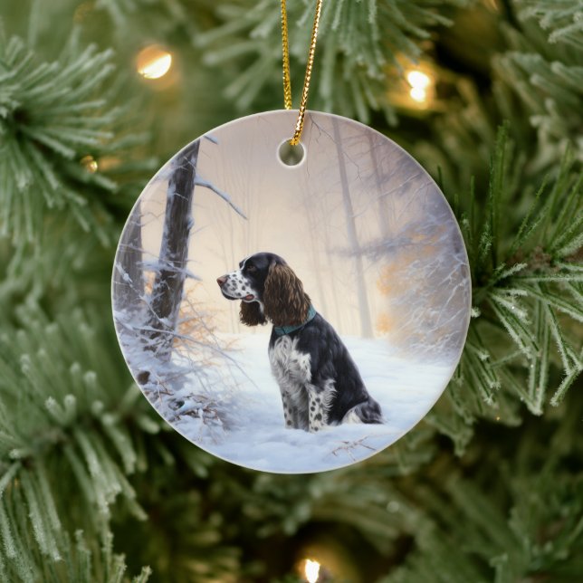 English Springer Spaniel Let It Snow Christmas Ceramic Tree Decoration (Tree)