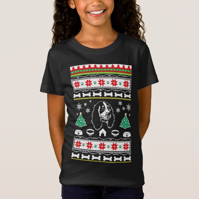 English Springer Spaniel Lovers Ugly Xmas Sweater  (Front)