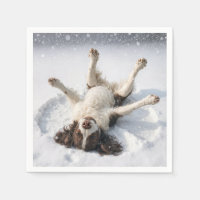 English Springer Spaniel Making a Snow Angel