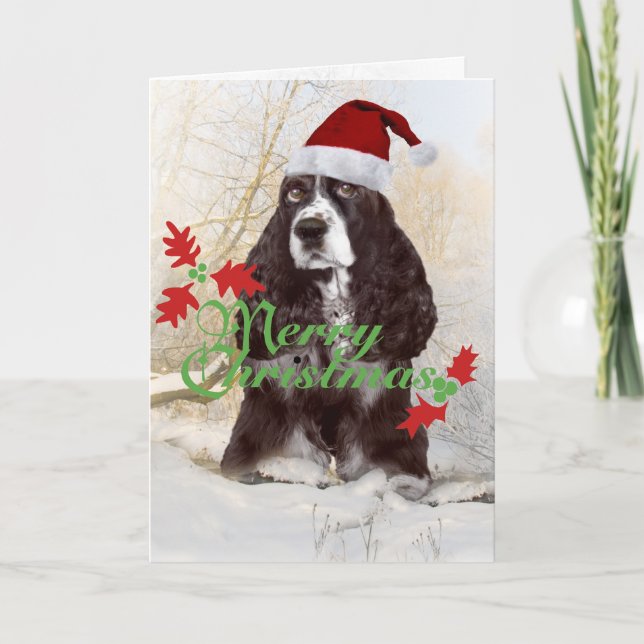 English Springer Spaniel Merry Christmas Cards (Front)