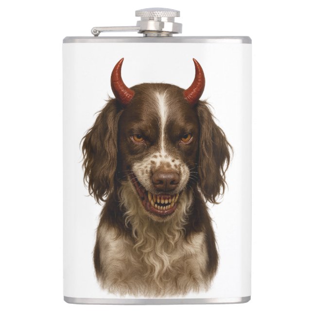 English Springer Spaniel naughty Devil Hip Flask (Front)