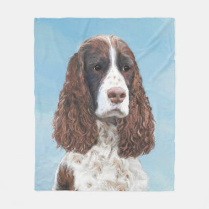 English Springer Spaniel Painting Original Dog Art Fleece Blanket