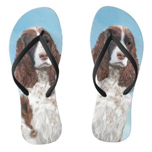 English Springer Spaniel Painting Original Dog Art Flip Flops