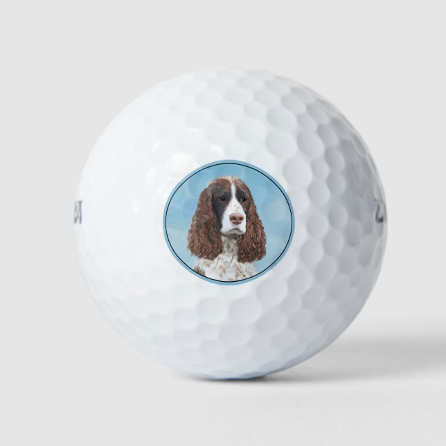 English Springer Spaniel Painting Original Dog Art Golf Balls (Front)