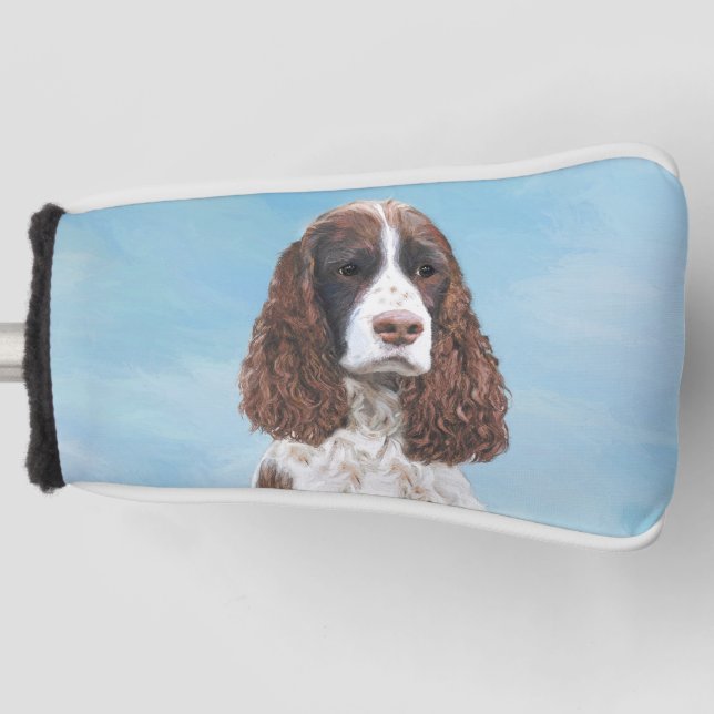 English Springer Spaniel Painting Original Dog Art Golf Head Cover (Front)