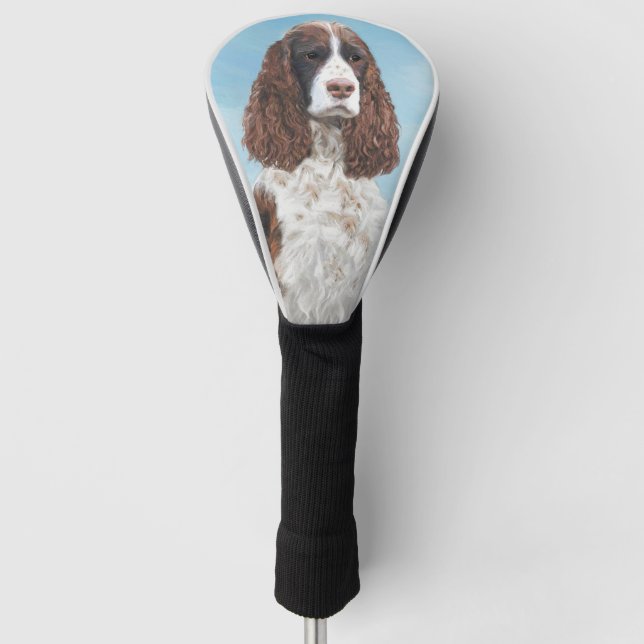 English Springer Spaniel Painting Original Dog Art Golf Head Cover (Front)