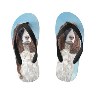 English Springer Spaniel Painting Original Dog Art Kid's Flip Flops