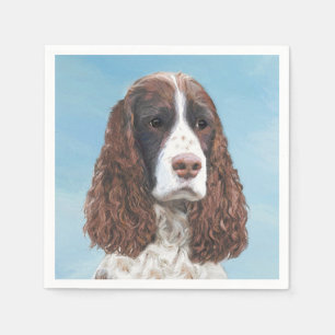 English Springer Spaniel Painting Original Dog Art Napkin