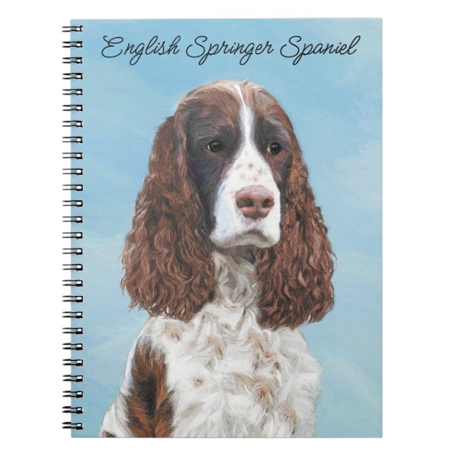 English Springer Spaniel Painting Original Dog Art Notebook (Front)
