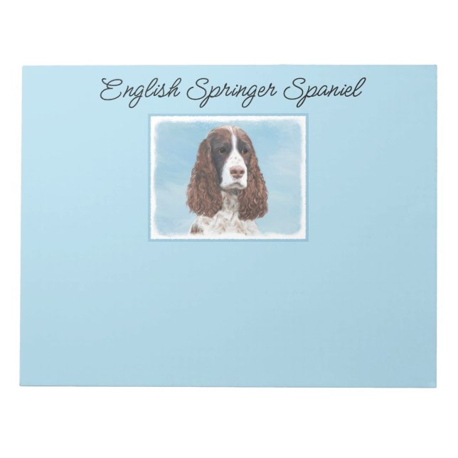 English Springer Spaniel Painting Original Dog Art Notepad (Front)