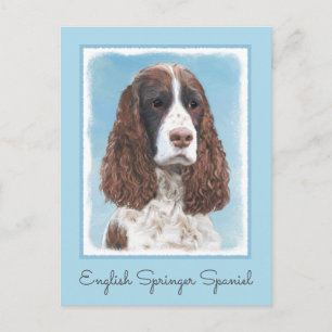 English Springer Spaniel Painting Original Dog Art Postcard