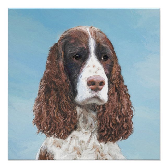 English Springer Spaniel Painting Original Dog Art Poster (Front)