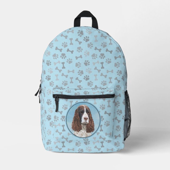 English Springer Spaniel Painting Original Dog Art Printed Backpack (Front)