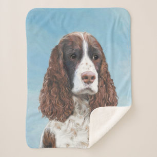 English Springer Spaniel Painting Original Dog Art Sherpa Blanket