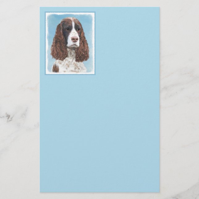 English Springer Spaniel Painting Original Dog Art Stationery (Front)