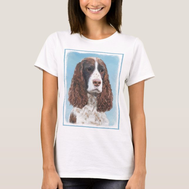 English Springer Spaniel Painting Original Dog Art T-Shirt (Front)