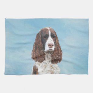 English Springer Spaniel Painting Original Dog Art Tea Towel