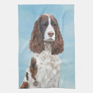 English Springer Spaniel Painting Original Dog Art Tea Towel
