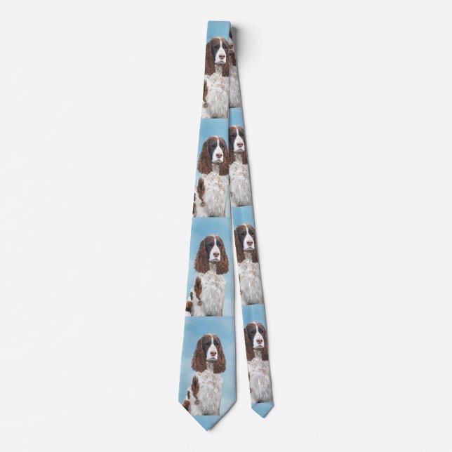 English Springer Spaniel Painting Original Dog Art Tie (Front)