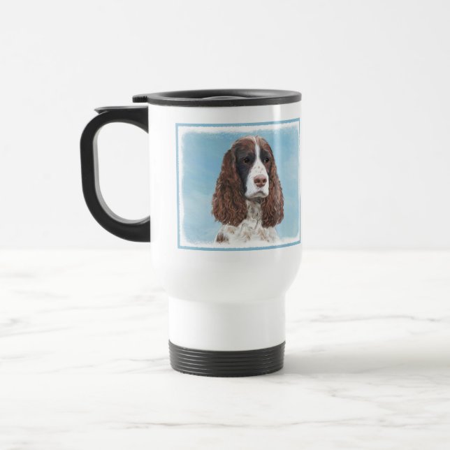 English Springer Spaniel Painting Original Dog Art Travel Mug (Left)