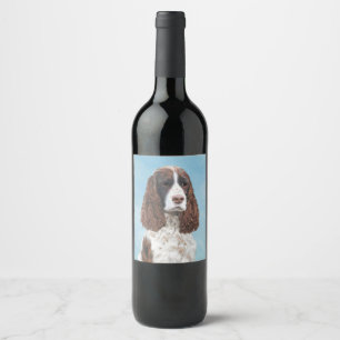 English Springer Spaniel Painting Original Dog Art Wine Label