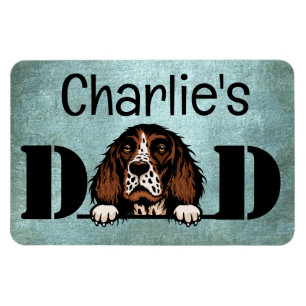 English Springer Spaniel Peeking Personalized Dad Magnet
