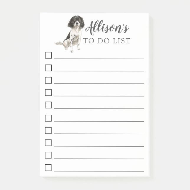 English Springer Spaniel Personalised To Do List Post-it Notes (Front)