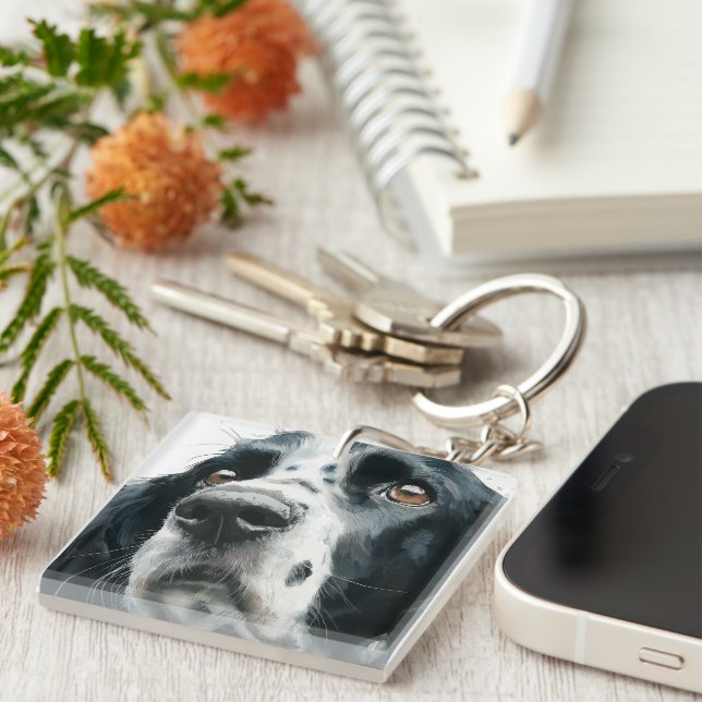 English springer spaniel portrait key ring (Front Right)