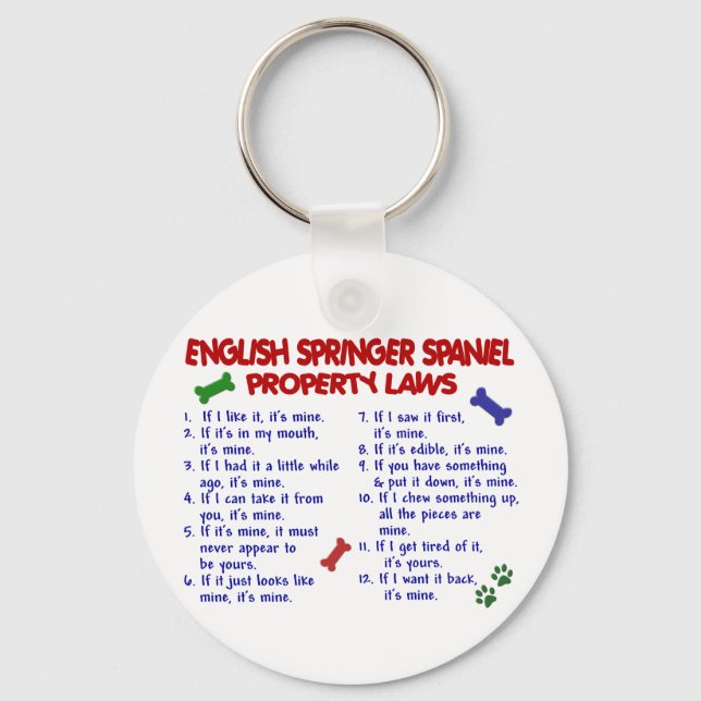 ENGLISH SPRINGER SPANIEL Property Laws 2 Key Ring (Front)