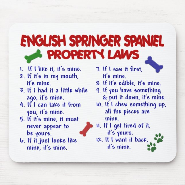 ENGLISH SPRINGER SPANIEL Property Laws 2 Mouse Mat (Front)